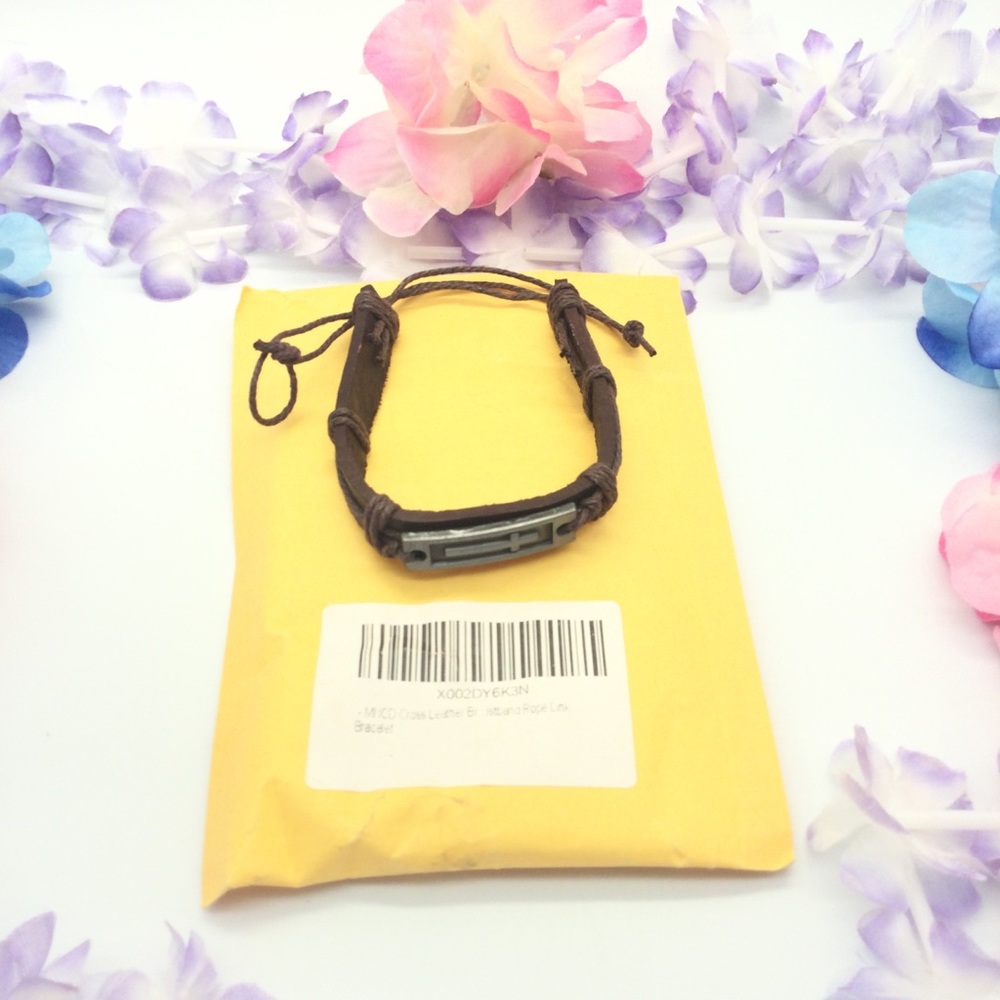 Cross leather bracelet.new